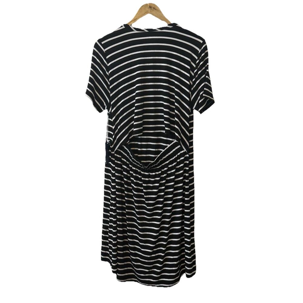 NWT Market & Spruce Stitch Fix Black & White Striped Knit Midi Dress 1X - Picture 2 of 8